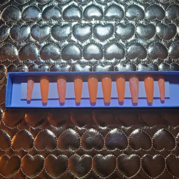 2Phyrenails Other - Orange Marble Press-on Set 🧡 LAST ONE ( Small )